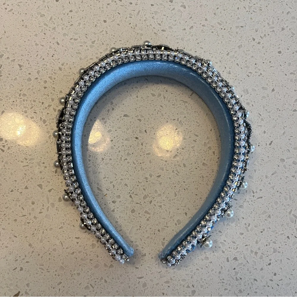 Elegant Blue and Silver Embellished Headband‎